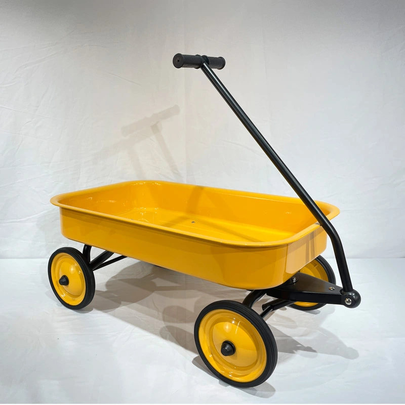 yellow metal garden wagon